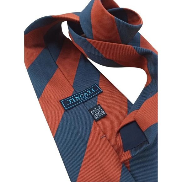 TINCATI Orange Striped Silk Tie ITALY 57"/4" EC - Picture 5 of 10